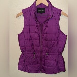 Lafayette 148 Plum Purple Puffer Vest Drawstring Waist Size S